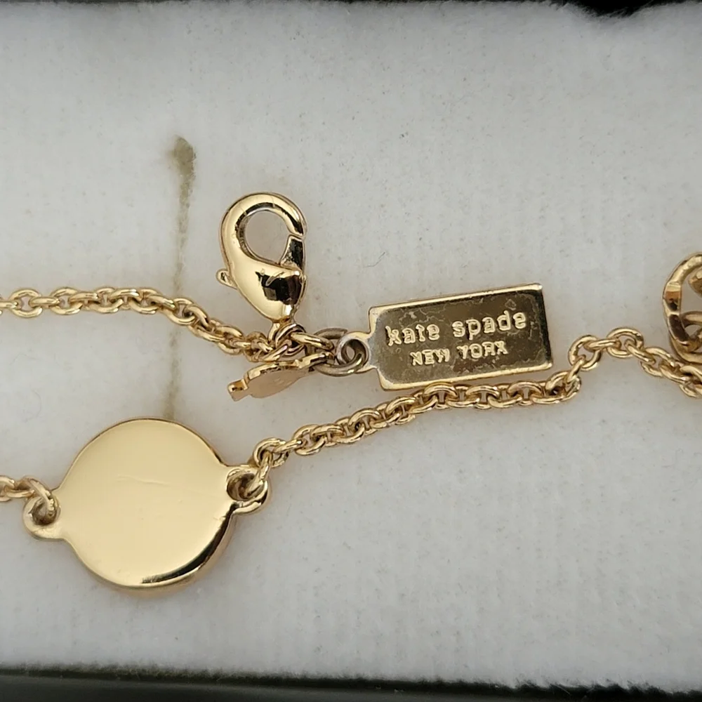 kate spade gold tone crystal disc chain bracelet - Picture 10 of 11